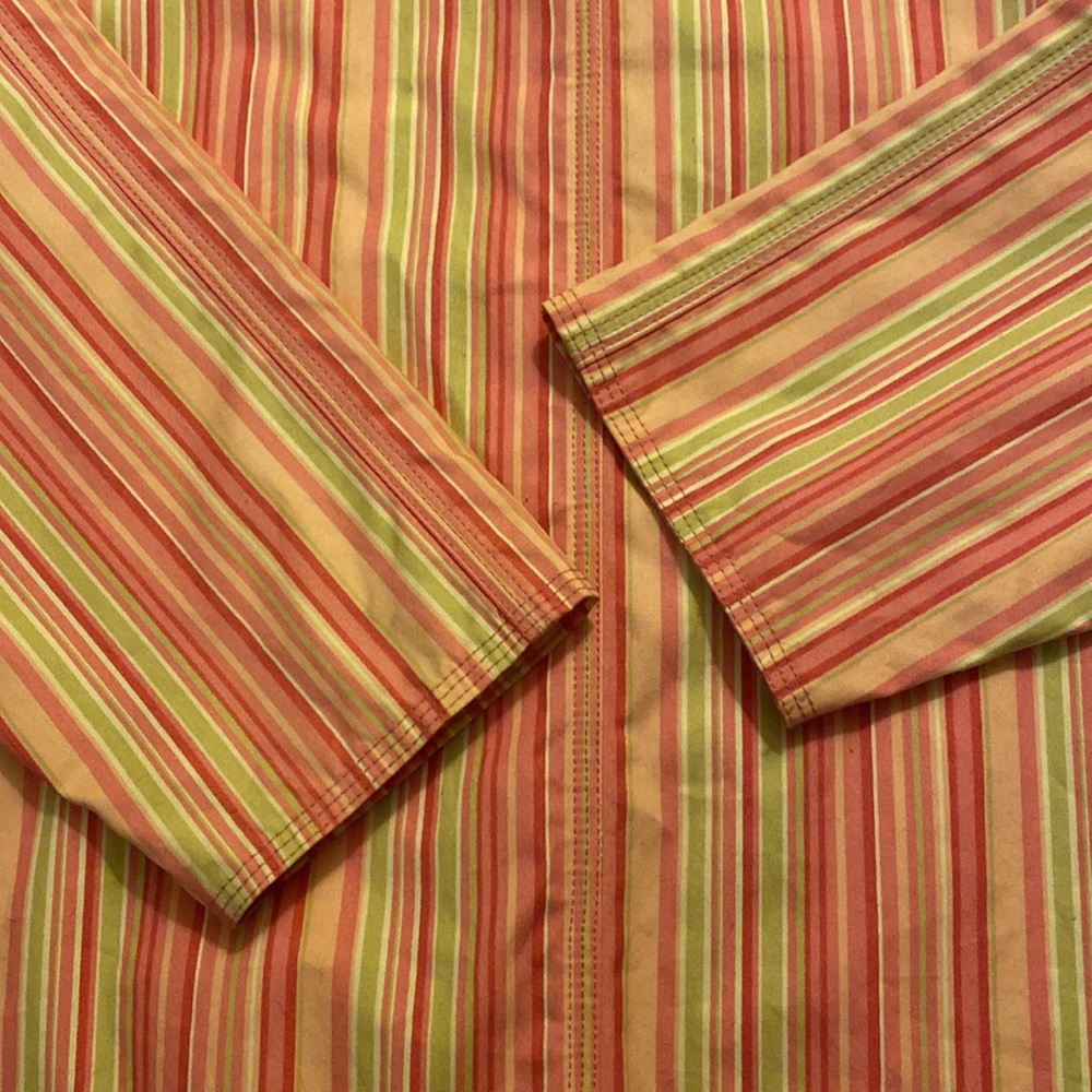 L.L. Bean coat mackintosh pink stripe L Petite preppy colorful - Picture 5 of 13